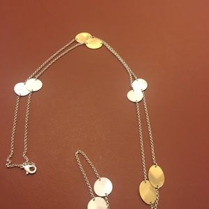 J. Jill New 18in Silver & Gold Tone Design Piece Necklace
